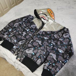 Shark Down Jacket Size M space camo a bathing ape BAPE shark hoodie down jacket
